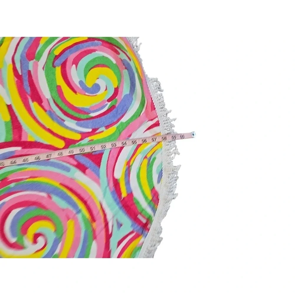 Viv &‎ Lou Round Beach Towel With Colorful Swirls & Fringe About 60 Inches